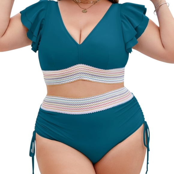 Jolefille - XL 2 Piece High Waisted Bikini Set Tummy CoNTROL - Picture 9 of 14